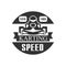 Karting Club Speed Racing Black And White Logo Design Template With Rider In Kart Silhouette