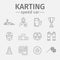 Karting flat icon set. Speed racing signs. Vector.