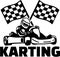 Karting with kart driver and goal flags