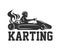 Karting logo racing sport car with driver in helmet isolated on white