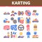 Karting Motorsport Collection Icons Set Vector