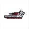 Karting race symbol logo,emblem template vector image . Go kart logo Vector . Kart driver sport logo icon.Man drive kart in helmet