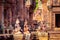 Karuda Bird Gardians Carvings at Banteay Srei Red Sandstone Temple, Cambodia
