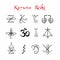 Karuna Reiki. Symbols. Healing energy. Alternative medicine. Vector.