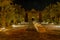 Kasbah-Hotel Chergui. Pool and garden of a maroccan kasbah hotel at night, Maroc, Africa