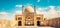 Kashan, Iran - 29th may, 2022: beautiful Agha Bozorg Mosque panorama in sunny blue sky day