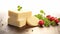 Kashkaval cheese: a golden wedge with a firm texture. Its nutty taste with a touch of saltiness