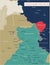 Kashmir region detailed editable map
