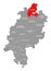 Kassel county red highlighted in map of Hessen Germany