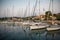 KASTOS island, GREECE-August,2019: Port of Kastos island with moored sailboats - Ionian sea, Greece in summer.