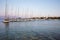 KASTOS island, GREECE-August,2019: Port of Kastos island with moored sailboats - Ionian sea, Greece in summer.