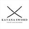 katana sword logo vintage vector illustration design. simple modern japanese sword of katana logo concept template emblem
