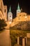 Katedrala Najsvatejsej Trojice cathedral in night Zilina city in Slovakia