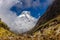 Katenga high snow mountain view on Nepal trekking to Mers peak hiking route