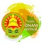 Kathakali face with heavy crown for festival of Onam celebration