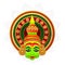 Kathakali Face illustration for indian festival Happy onam on mandala background.