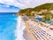 Kathisma Beach birds eye view in Lefkada Island, Greece