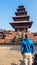 Kathmandu - A man standing in front of a temple in Bhaktapur