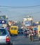 kathmandu, Nepal - 04.02.2023: Traffics and people at the road of the capital city of Nepal, Kathmandu during a winter morning.