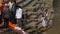 Kathmandu, Nepal - 8 October 2018: Local Hindu people, traditional cremation ceremony at the burning ghats on the bank