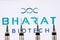 Kathmandu, Nepal - January 03 2021: Closeup of a syringe against Bharat Biotech logo