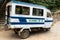 Kathmandu, Nepal - November 4, 2018: Motor rickshaw or tuk-tuk parking on Kathmandu street. Three-wheeled motorized vehicle