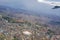 Kathmandu Nepal seen from above through the airplane window