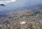 Kathmandu Nepal seen from above through the airplane window