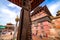 Kathmandu, Nepal - September 21 2019: People walking around Patan Durbar Square, a UNESCO Heritage site in Nepal. Temples