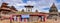 Kathmandu, Nepal - September 21 2019: People walking around Patan Durbar Square, a UNESCO Heritage site in Nepal. Temples