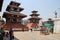 Kathmandu`s main attraction is Durbar Square with the royal palace, architecture, carved wooden figures and people walking. UNES