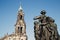 Katholische Hofkirche church and historic statue in Dresden, Germany