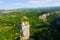 Katskhi pillar. Alone man`s monastery near the village of Katskhi. The orthodox church and the abbot cell on a rocky