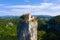 Katskhi pillar. Alone man`s monastery near the village of Katskhi. The orthodox church and the abbot cell on a rocky