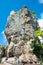 Katskhi pillar. a tall natural limestone  monolith column with a monastery on the top in Chiatura, Imereti, Georgia