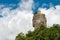 Katskhi pillar. a tall natural limestone  monolith column with a monastery on the top in Chiatura, Imereti, Georgia