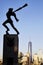 Katyn Memorial, created by Andrzej Pitynski at sunset.