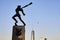 Katyn Memorial, created by Andrzej Pitynski at sunset.