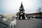 Kaunas, Lithuania - December 19, 2020: The main Christmas tree of Kaunas stands in the City Hall Square. Decorations are created