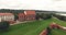 KAUNAS, LITHUANIA - JULY 24 : AERIAL flight above Kaunas Castle to St. Jurgis church in Kaunas city on July 24, 2016, Kaunas