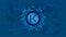 KAVA token symbol of the DeFi project in a digital circle with a cryptocurrency theme on a blue background.