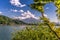 Kawaguchiko - May 24, 2019: Mount Fuji seem from lake Kawaguchi, Japan