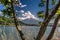 Kawaguchiko - May 24, 2019: Mount Fuji seem from lake Kawaguchi, Japan