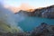 Kawah Ijen volcano (sulfur mine) at Ijen Geopark in the east Java Island