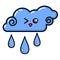 Kawai Cloud, Rain. Sign, symbol, web element. Social media icon. Business concept. Tattoo template. Line art. Website pictogram