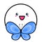Kawai Face and Butterfly. Sign, symbol, web element. Social media icon. Business concept. Tattoo template. Line art. Website