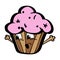 Kawai funny cartoon chocolate cupcake with