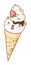 Kawai ice-cream with cute baby animal mascot