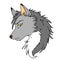 Kawai simple cute Wolf vector clip art
