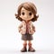 Kawaii Anime-inspired Figurine Of A Girl In Brown Leather Jacket And Skirt